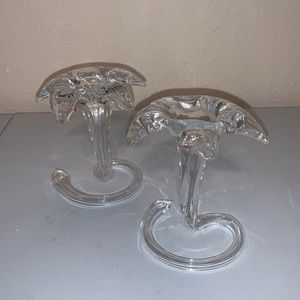 Blown glass candlesticks.